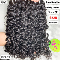 3pcs 22" Kinky loose curly double drawn raw hair (A542)