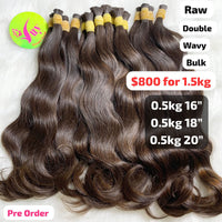 [PRE-ORDER] DEAL 1.5kg Bulk natural wave double drawn brown color raw hair: 0.5kg 16" 0.5kg 18" 0.5kg 20"
