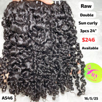3pcs 24" Sun curly double drawn raw hair (A546)