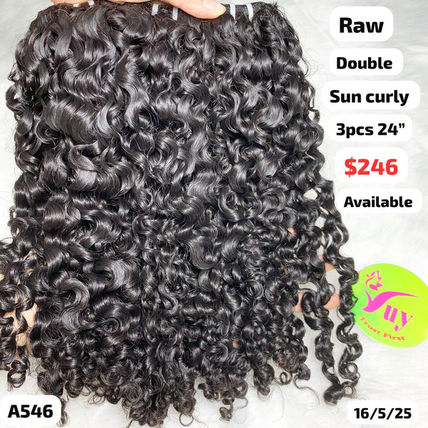 3pcs 24" Sun curly double drawn raw hair (A546)