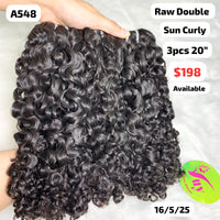 3pcs 20" Sun curly double drawn raw hair (A548)