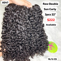 3pcs 22" Sun curly double drawn raw hair (A547)