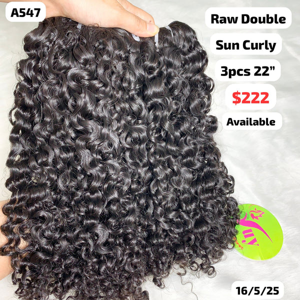3pcs 22" Sun curly double drawn raw hair (A547)