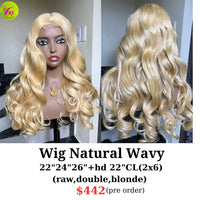 [PRE-ORDER] 26" 2x6 HD closure natural wave blonde color wig