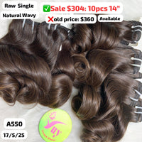 DEAL 10pcs 14" Natural wave single drawn raw hair (A550)
