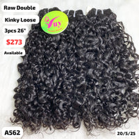 3pcs 26" Kinky loose curly double drawn raw hair (A562)