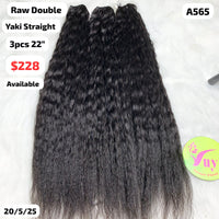 3pcs 22" yaki straight double drawn raw hair (A565)
