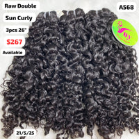 3pcs 26" Sun curly double drawn raw hair (A568)