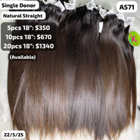 DEAL 18" Natural straight single donor hair (A571)