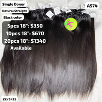 DEAL 18" Natural straight single donor hair black color (A574)
