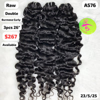 3pcs 26" Burmese curly double drawn raw hair (A576)
