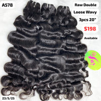 3pcs 20" Loose wave double drawn raw hair (A578)