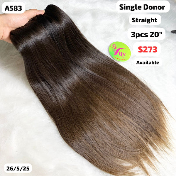 3pcs 20" straight single donor hair (A583)
