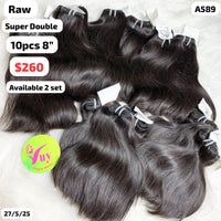 DEAL 10pcs 8" slight wave super double drawn raw hair (A589)