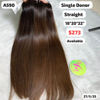 18"20"22" straight single donor hair (A590)