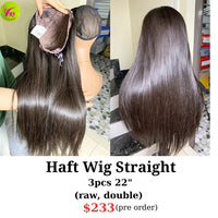 [PRE-ORDER] 22" half wig straight raw hair (made from 3pcs 22")