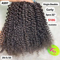 3pcs 22" Curly double drawn virgin hair (A597)