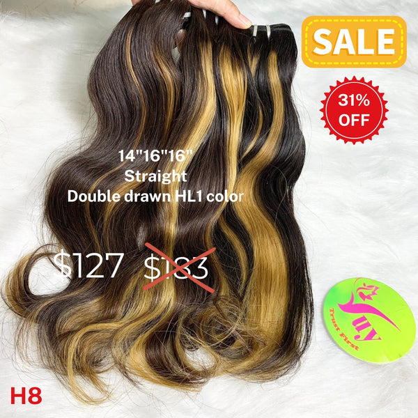 14"16"16" Straight double drawn HL1 color hair (H8)