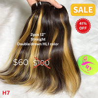 2pcs 12" Straight double drawn HL1 color hair (H7)