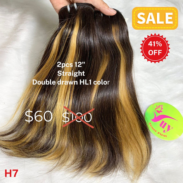 2pcs 12" Straight double drawn HL1 color hair (H7)