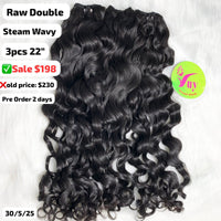 3pcs 22" Steam wavy double drawn raw hair