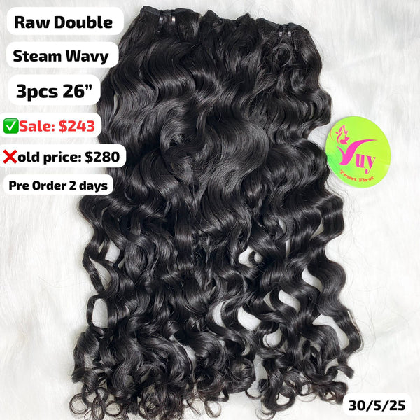 [PRE-ORDER] 3pcs 26" Steam wavy double drawn raw hair