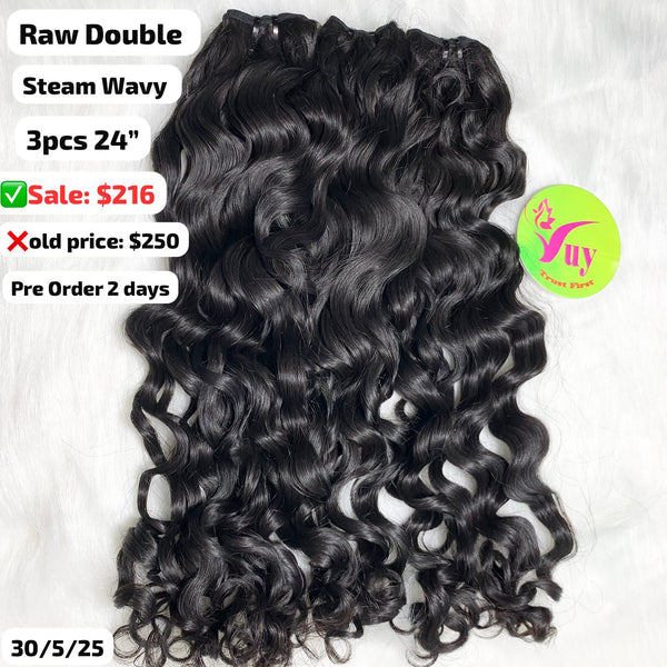 [PRE-ORDER] 3pcs 24" Steam wavy double drawn raw hair