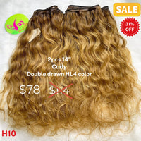 2pcs 14" curly double drawn HL4 color hair (H10)