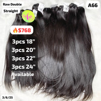 DEAL 12 bundles 18" to 24" straight double drawn raw hair (A66)