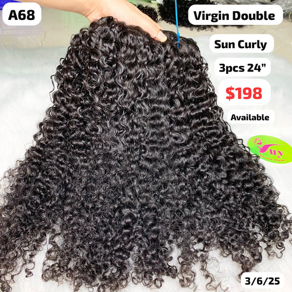 3pcs 24" Sun curly double drawn virgin hair (A68)