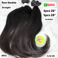 DEAL 10pcs straight double drawn raw hair: 5pcs 26" and 5pcs 28" (A612)