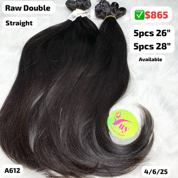 DEAL 10pcs straight double drawn raw hair: 5pcs 26" and 5pcs 28" (A612)