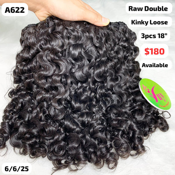 3pcs 18" Burmese curly double drawn raw hair (A622)