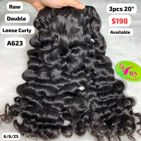 3pcs 20" Loose curly double drawn raw hair (A623)