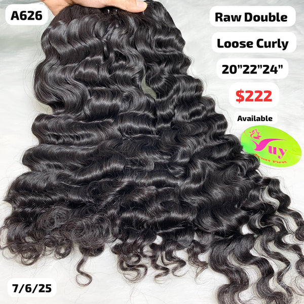 20"22"24" Loose curly double drawn raw hair (A626)