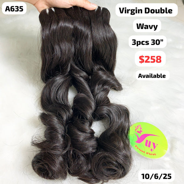 3pcs 30" Wavy double drawn virgin hair (A635)
