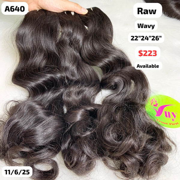 22"24"26" wavy double drawn raw hair (A640)