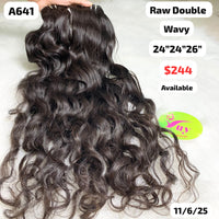 24"24"26" wavy double drawn raw hair (A641)