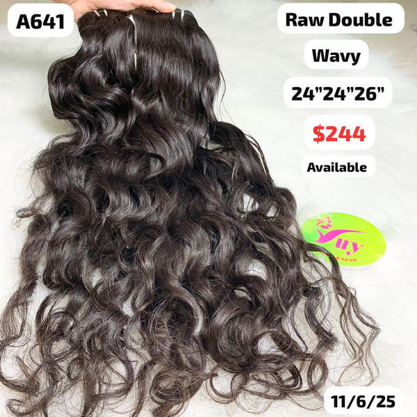 24"24"26" wavy double drawn raw hair (A641)