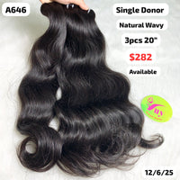 3pcs 20" Natural wavy single donor hair (A646)