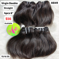4pcs 6" straight double drawn virgin hair (A649)
