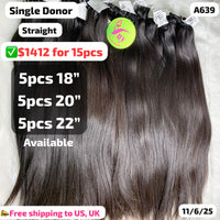 DEAL 1.5kg straight single donor hair: 0.5kg 18" 0.5kg 20" 0.5kg 22" (A639)