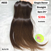 3pcs 24" straight single donor hair (A655)