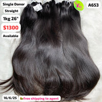 DEAL 1kg 26" straight single donor hair (A653)