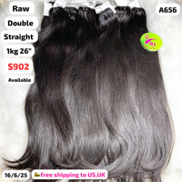 DEAL 1kg 26" straight double drawn raw hair (A656)