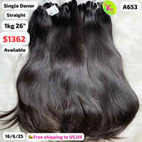 DEAL 1kg 26" straight single donor hair (A653)