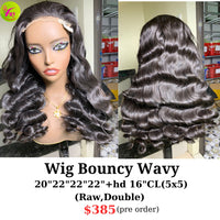 [PRE-ORDER] 22" 5x5 HD closure wig bouncy wave raw hair (made from 20"22"22"22" bundles and 16" 5x5 HD closure)