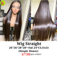 [PRE-ORDER] 28" 5x5 HD closure wig straight single donor hair (made from 26"26"28"28" bundles and 24" 5x5 HD closure)