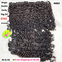 DEAL 1kg 24" curly double drawn virgin hair (A662)