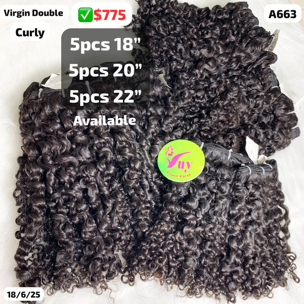 DEAL 1.5kg curly double drawn virgin hair: 5pcs 18" 5pcs 20" 5pcs 22" (A663)